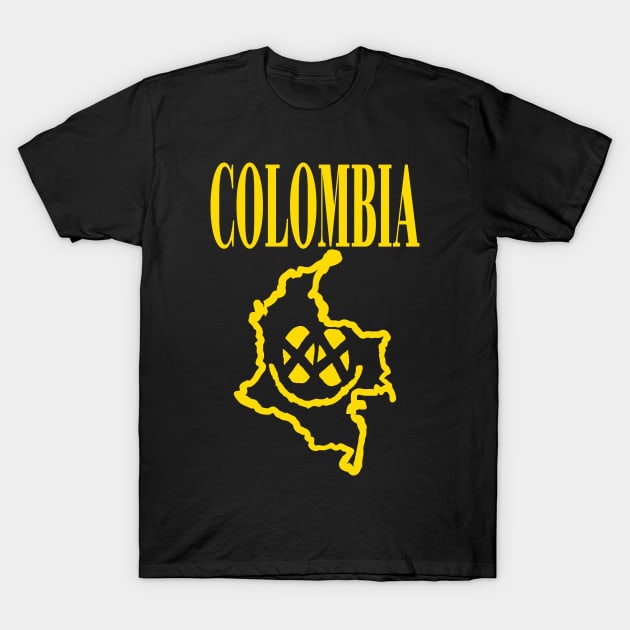 Colombia Grunge Smiling Face T-Shirt by pelagio